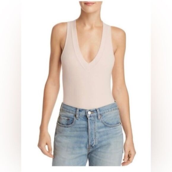 ATM Blush Nude Pink Super Soft Ribbed Sleeveless Bodysuit - Picture 1 of 7